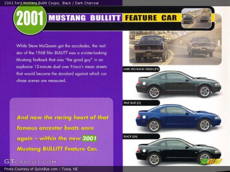 Black / Dark Charcoal 2001 Ford Mustang Bullitt Coupe