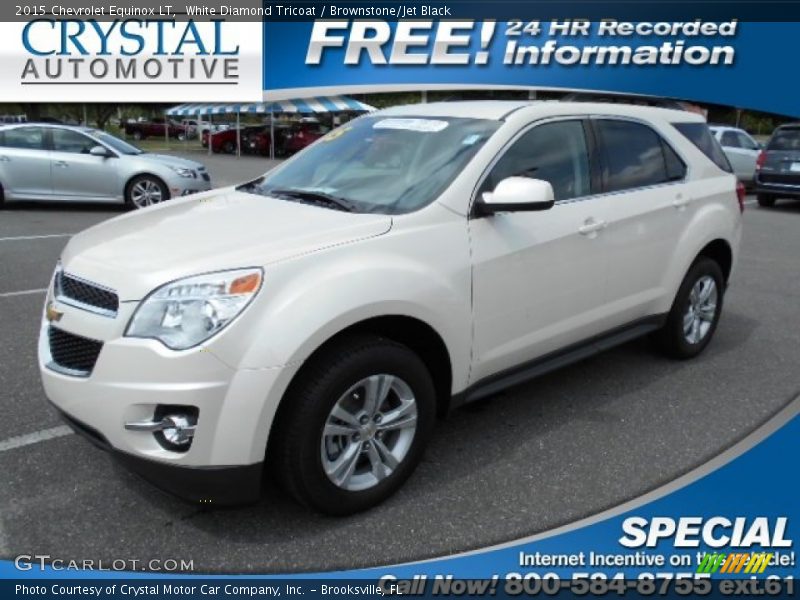 White Diamond Tricoat / Brownstone/Jet Black 2015 Chevrolet Equinox LT