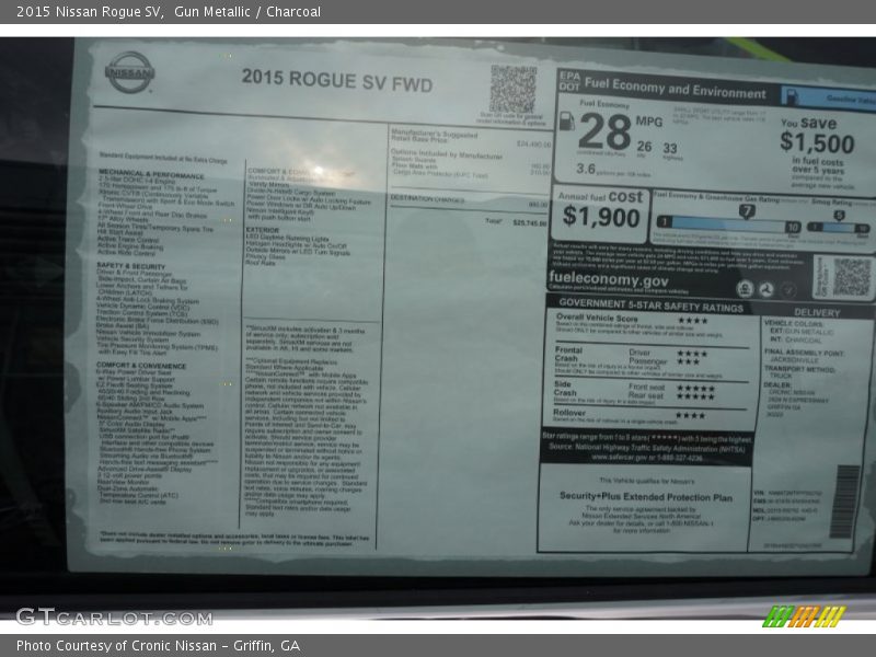  2015 Rogue SV Window Sticker
