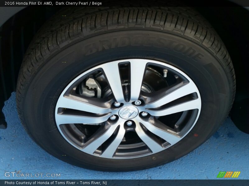 Dark Cherry Pearl / Beige 2016 Honda Pilot EX AWD