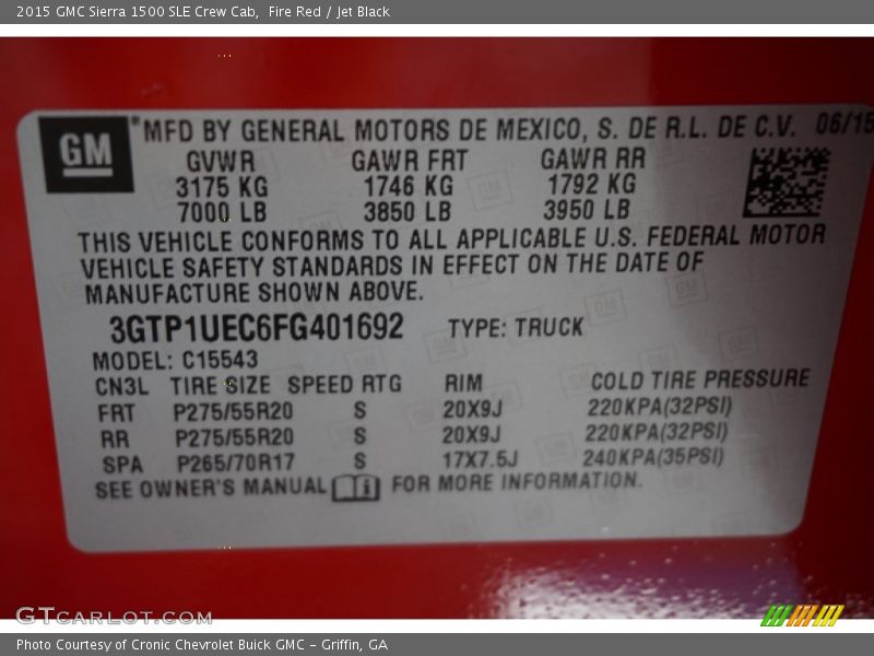Fire Red / Jet Black 2015 GMC Sierra 1500 SLE Crew Cab