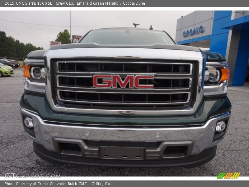 Emerald Green Metallic / Cocoa/Dune 2015 GMC Sierra 1500 SLT Crew Cab