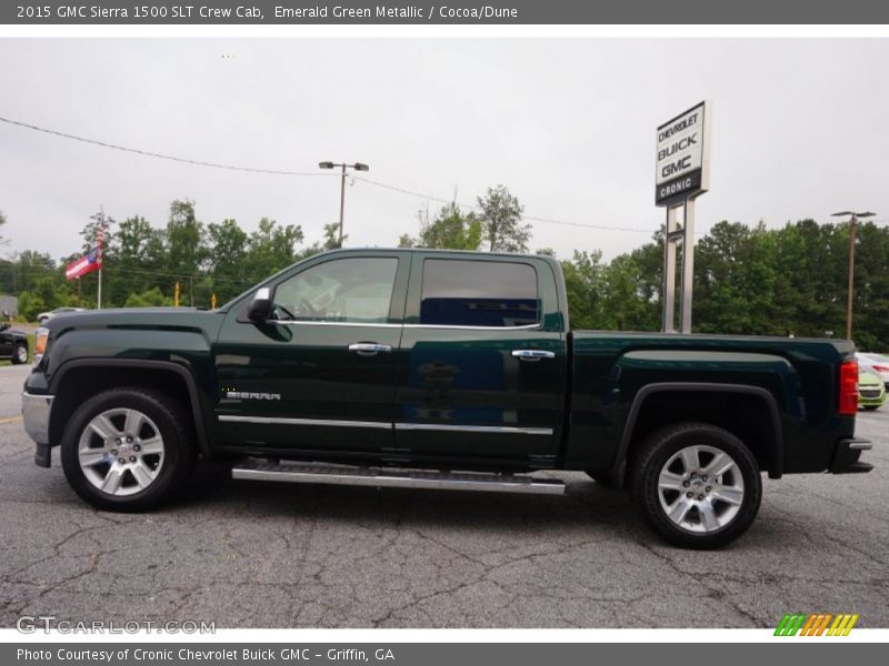 Emerald Green Metallic / Cocoa/Dune 2015 GMC Sierra 1500 SLT Crew Cab