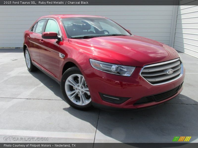 Ruby Red Metallic / Charcoal Black 2015 Ford Taurus SEL