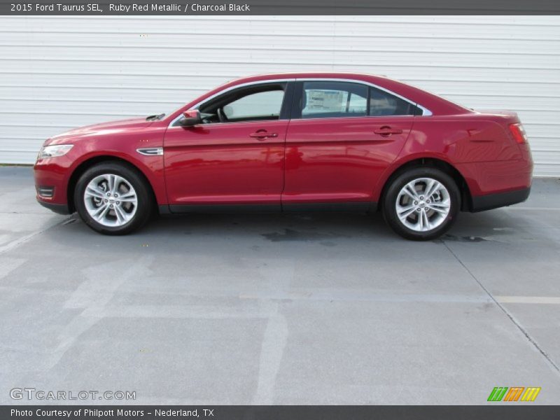 Ruby Red Metallic / Charcoal Black 2015 Ford Taurus SEL