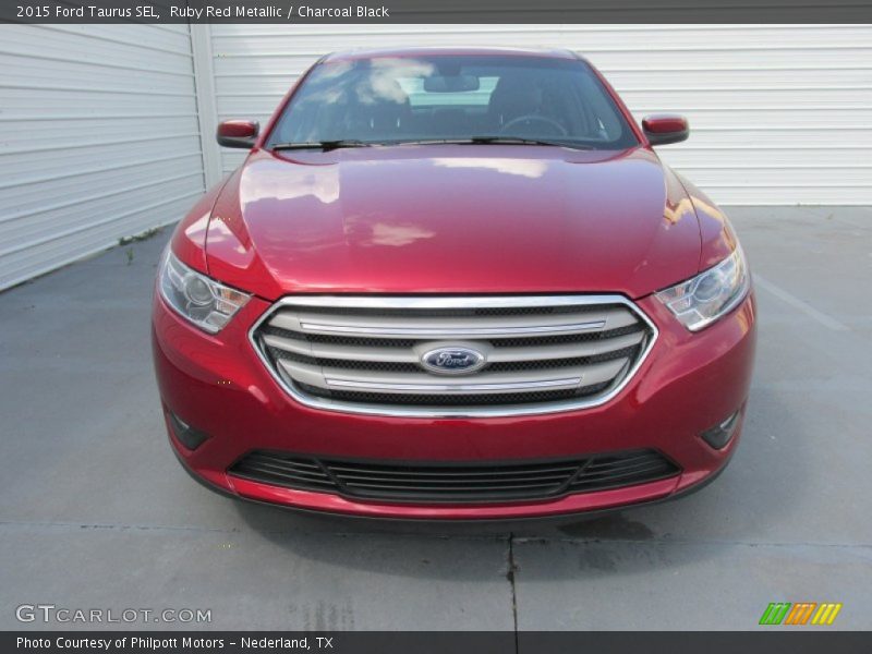 Ruby Red Metallic / Charcoal Black 2015 Ford Taurus SEL