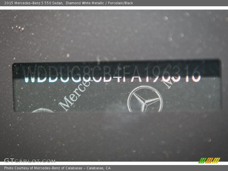 Diamond White Metallic / Porcelain/Black 2015 Mercedes-Benz S 550 Sedan