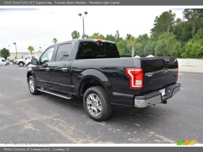 Tuxedo Black Metallic / Medium Light Camel 2015 Ford F150 XLT SuperCrew