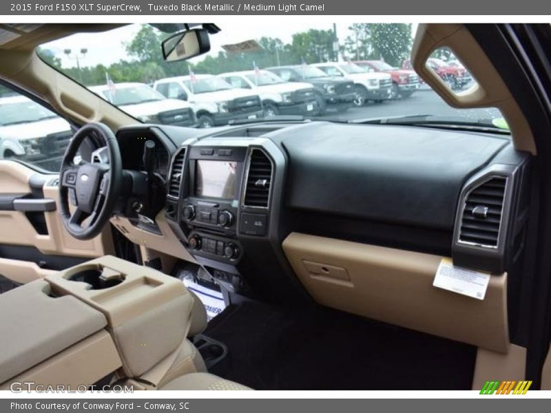 Tuxedo Black Metallic / Medium Light Camel 2015 Ford F150 XLT SuperCrew