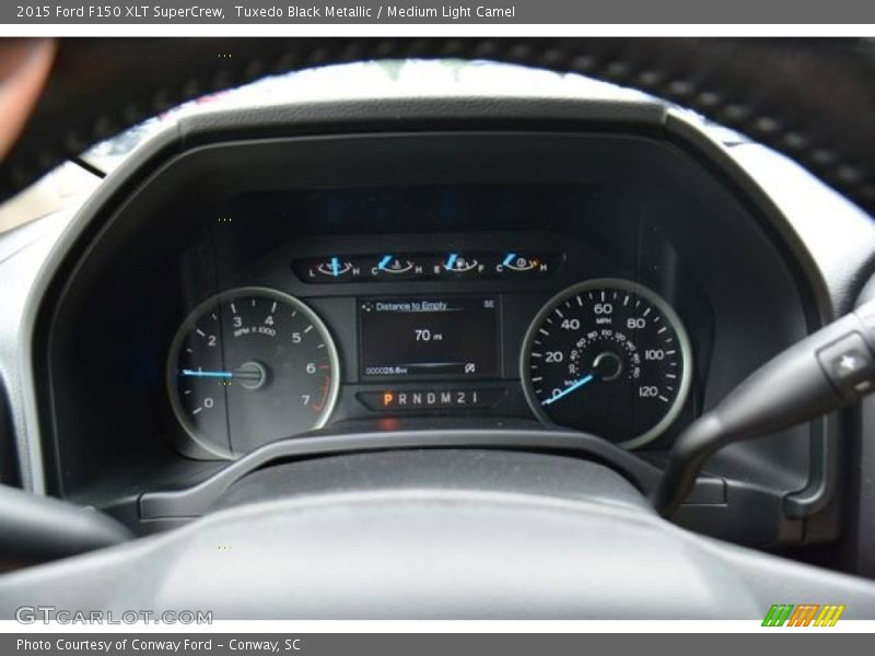 Tuxedo Black Metallic / Medium Light Camel 2015 Ford F150 XLT SuperCrew