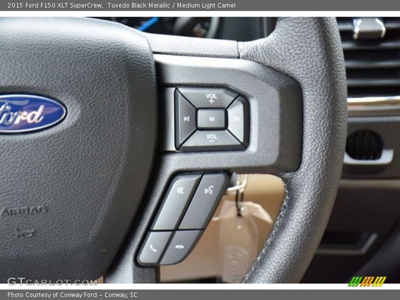 Tuxedo Black Metallic / Medium Light Camel 2015 Ford F150 XLT SuperCrew