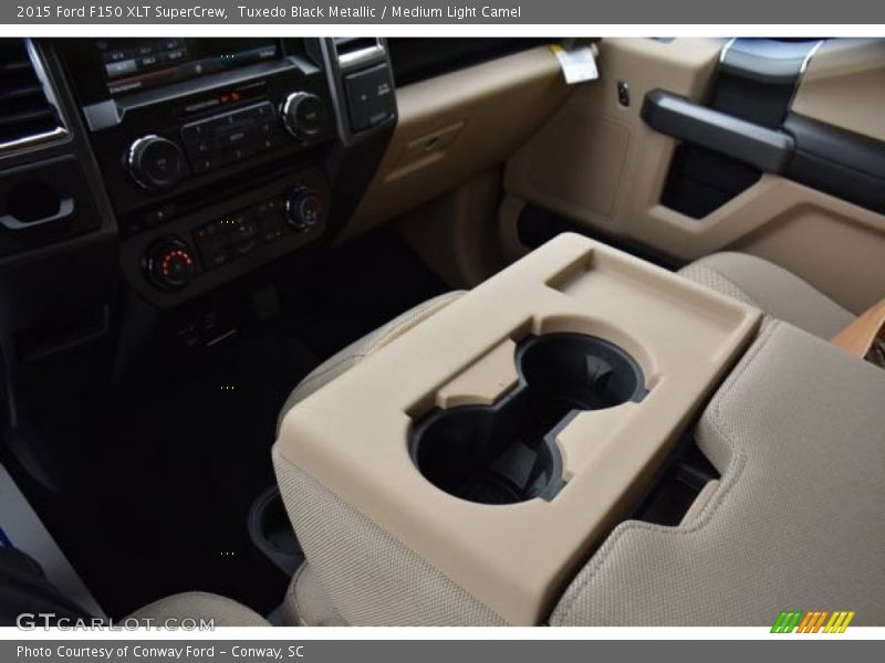 Tuxedo Black Metallic / Medium Light Camel 2015 Ford F150 XLT SuperCrew