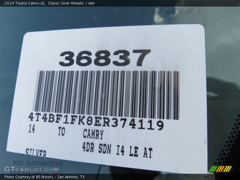 Classic Silver Metallic / Ash 2014 Toyota Camry LE