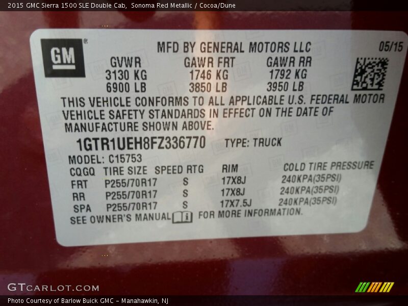 Sonoma Red Metallic / Cocoa/Dune 2015 GMC Sierra 1500 SLE Double Cab