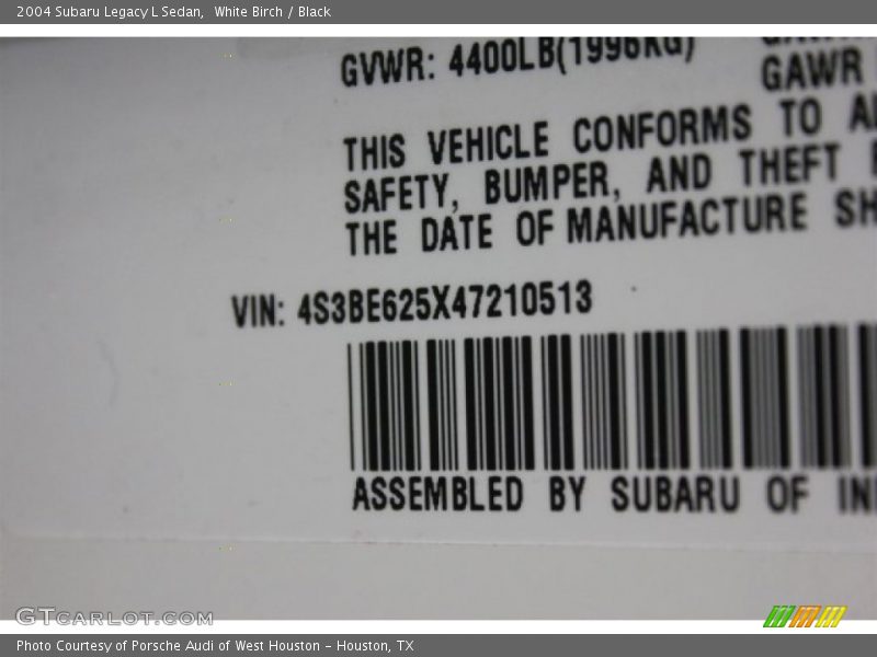 White Birch / Black 2004 Subaru Legacy L Sedan