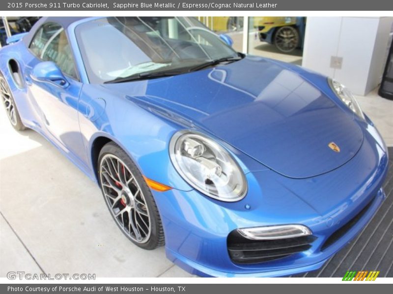 Sapphire Blue Metallic / Espresso/Cognac Natural Leather 2015 Porsche 911 Turbo Cabriolet