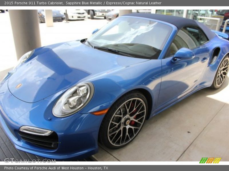 Sapphire Blue Metallic / Espresso/Cognac Natural Leather 2015 Porsche 911 Turbo Cabriolet