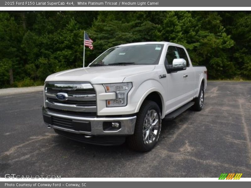 White Platinum Tricoat / Medium Light Camel 2015 Ford F150 Lariat SuperCab 4x4