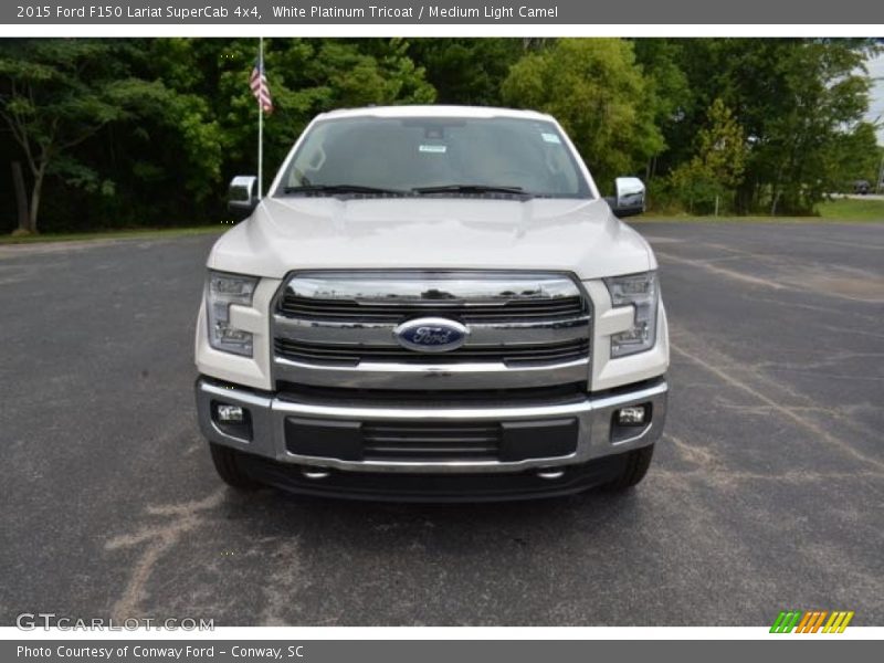 White Platinum Tricoat / Medium Light Camel 2015 Ford F150 Lariat SuperCab 4x4