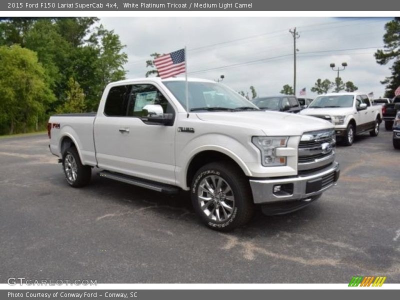 White Platinum Tricoat / Medium Light Camel 2015 Ford F150 Lariat SuperCab 4x4