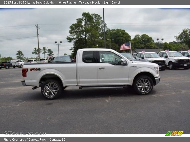 White Platinum Tricoat / Medium Light Camel 2015 Ford F150 Lariat SuperCab 4x4