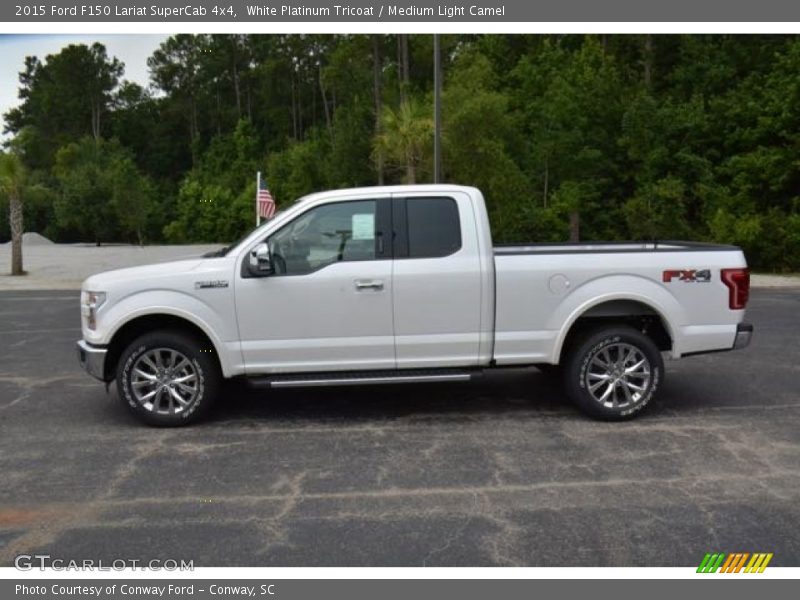 White Platinum Tricoat / Medium Light Camel 2015 Ford F150 Lariat SuperCab 4x4