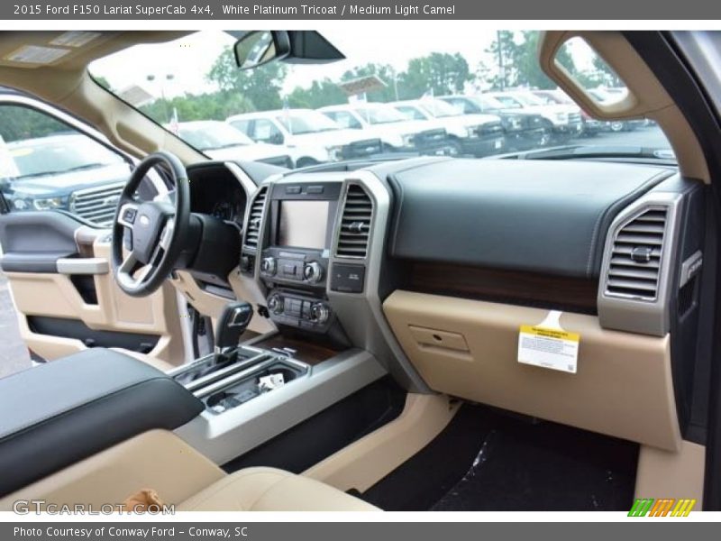 White Platinum Tricoat / Medium Light Camel 2015 Ford F150 Lariat SuperCab 4x4