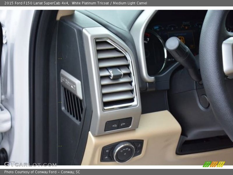 White Platinum Tricoat / Medium Light Camel 2015 Ford F150 Lariat SuperCab 4x4