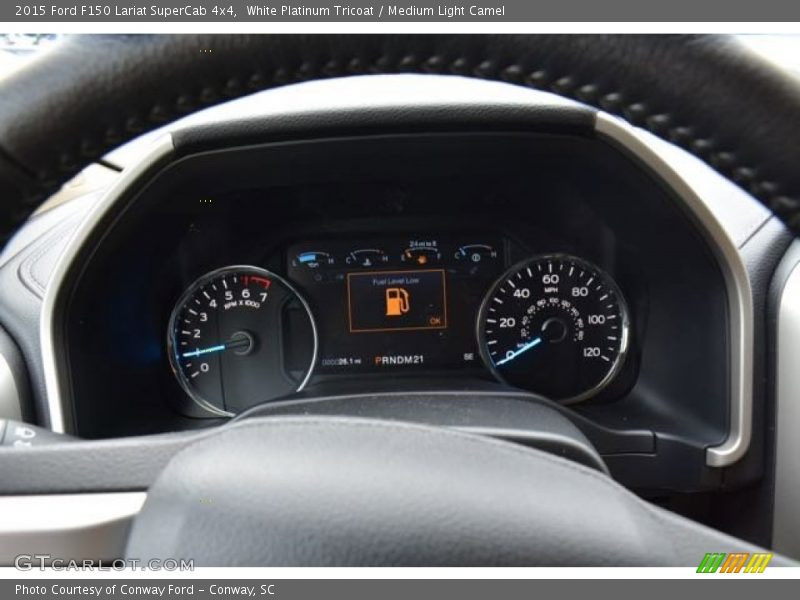 White Platinum Tricoat / Medium Light Camel 2015 Ford F150 Lariat SuperCab 4x4