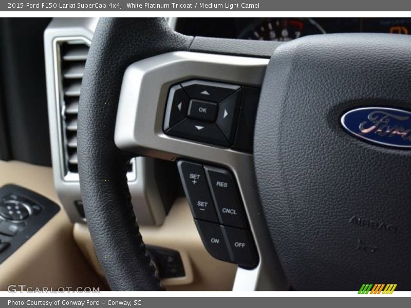 White Platinum Tricoat / Medium Light Camel 2015 Ford F150 Lariat SuperCab 4x4