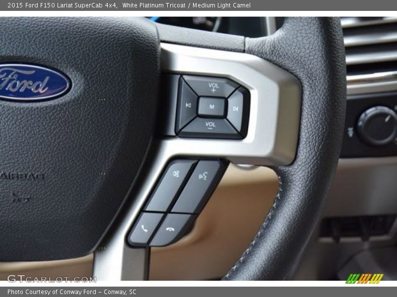 White Platinum Tricoat / Medium Light Camel 2015 Ford F150 Lariat SuperCab 4x4