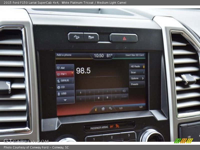 White Platinum Tricoat / Medium Light Camel 2015 Ford F150 Lariat SuperCab 4x4