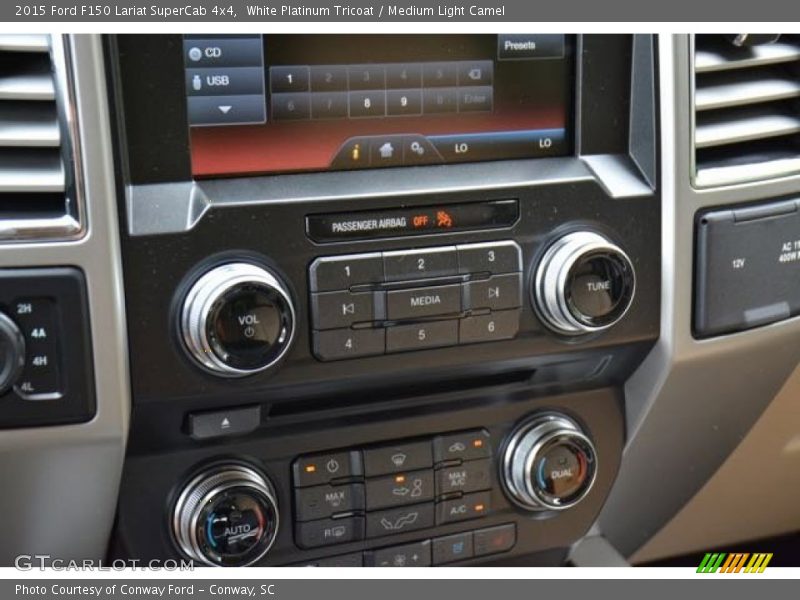 White Platinum Tricoat / Medium Light Camel 2015 Ford F150 Lariat SuperCab 4x4