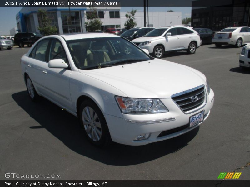 Powder White Pearl / Camel 2009 Hyundai Sonata Limited V6