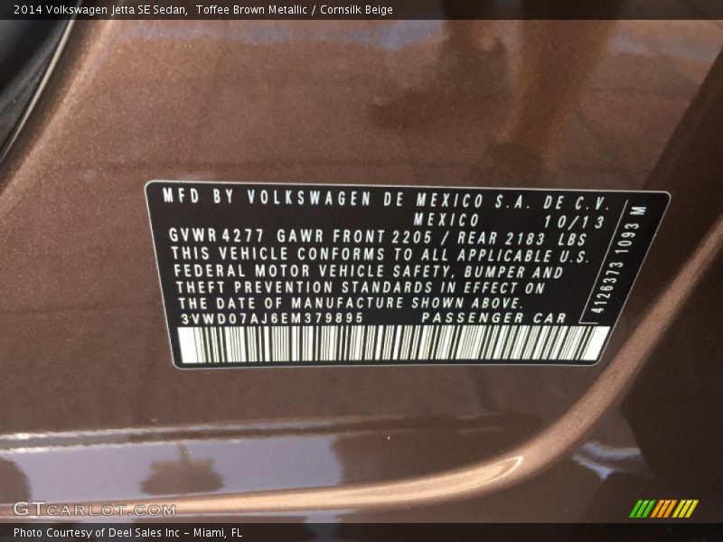 Toffee Brown Metallic / Cornsilk Beige 2014 Volkswagen Jetta SE Sedan