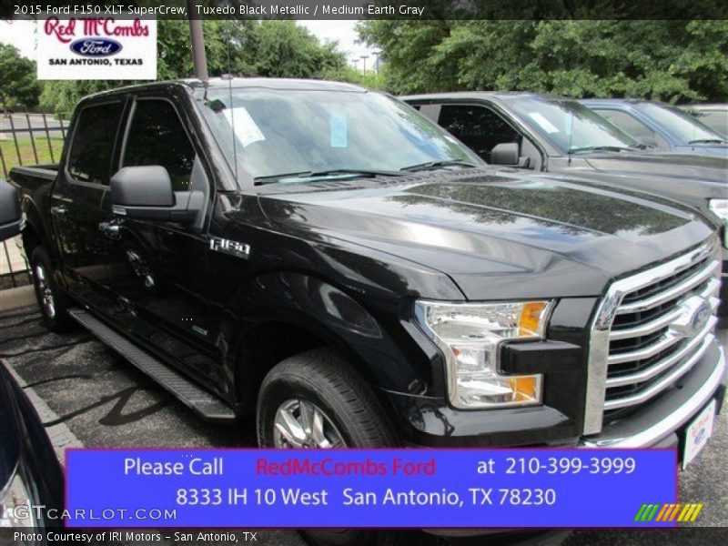 Tuxedo Black Metallic / Medium Earth Gray 2015 Ford F150 XLT SuperCrew