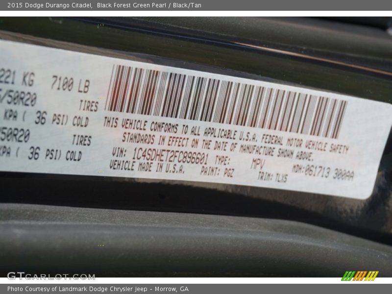 Black Forest Green Pearl / Black/Tan 2015 Dodge Durango Citadel