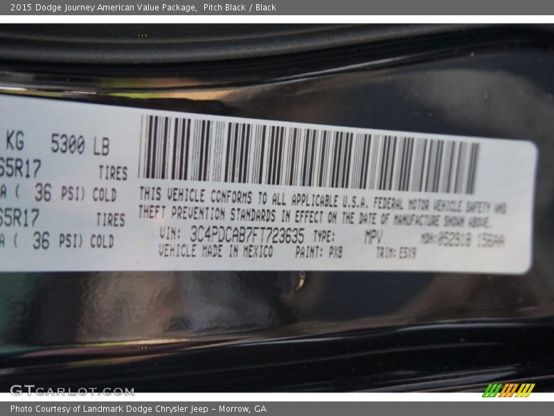 Pitch Black / Black 2015 Dodge Journey American Value Package