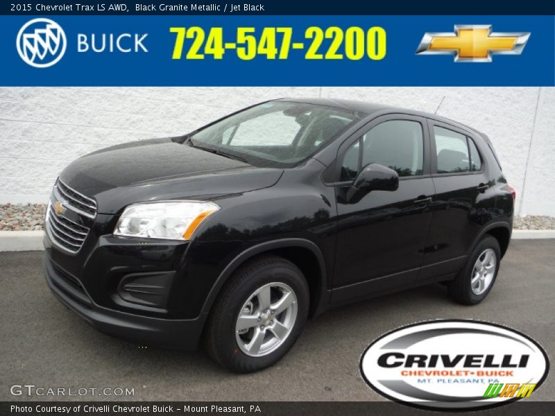 Black Granite Metallic / Jet Black 2015 Chevrolet Trax LS AWD