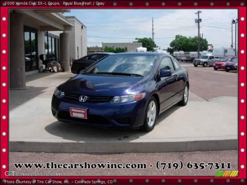 Royal Blue Pearl / Gray 2008 Honda Civic EX-L Coupe