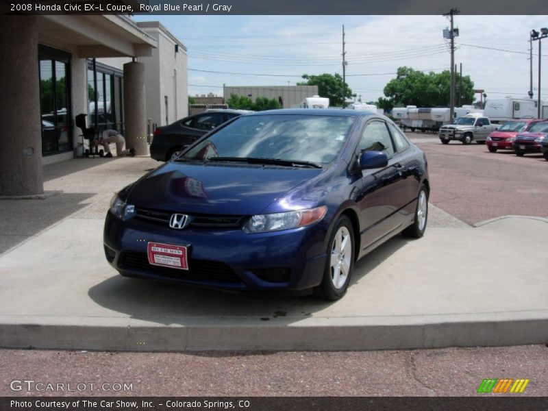 Royal Blue Pearl / Gray 2008 Honda Civic EX-L Coupe