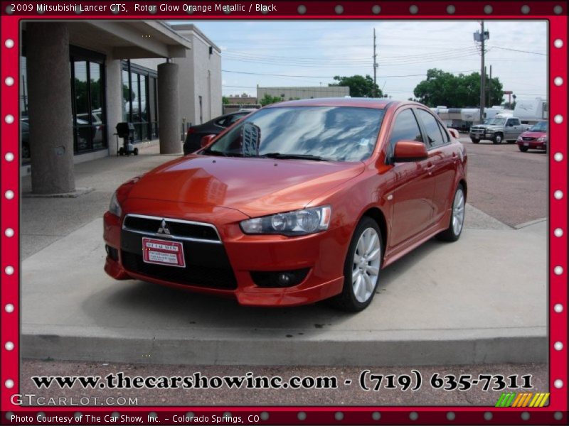 Rotor Glow Orange Metallic / Black 2009 Mitsubishi Lancer GTS
