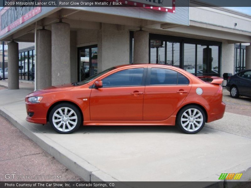 Rotor Glow Orange Metallic / Black 2009 Mitsubishi Lancer GTS