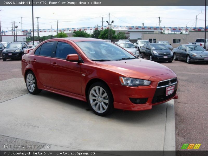 Rotor Glow Orange Metallic / Black 2009 Mitsubishi Lancer GTS