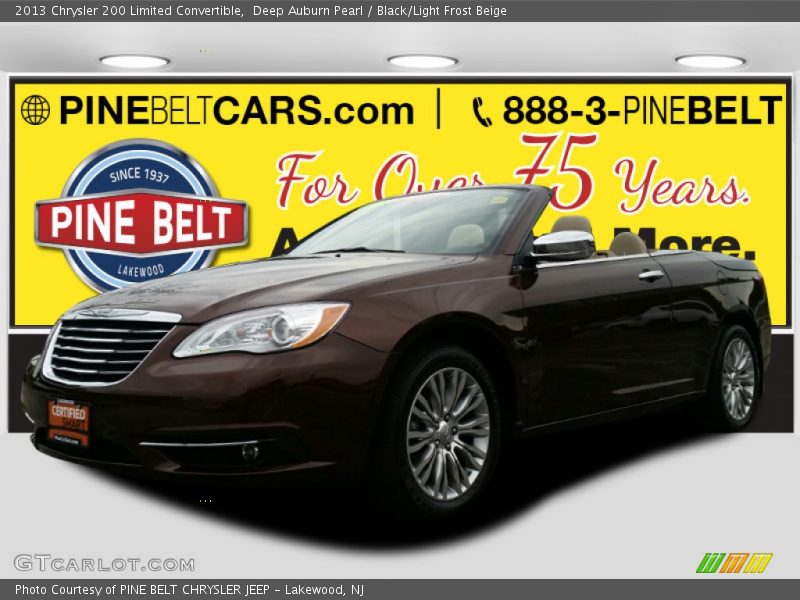 Deep Auburn Pearl / Black/Light Frost Beige 2013 Chrysler 200 Limited Convertible