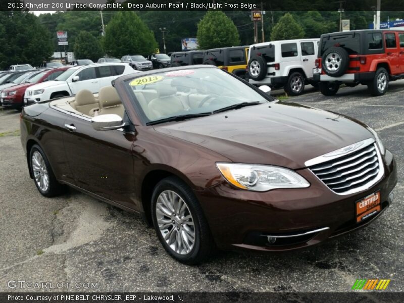 Deep Auburn Pearl / Black/Light Frost Beige 2013 Chrysler 200 Limited Convertible