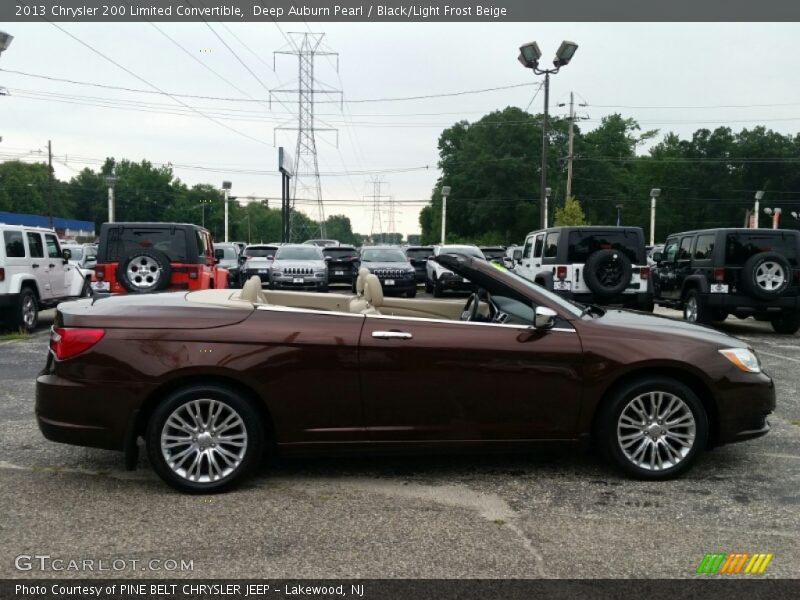 Deep Auburn Pearl / Black/Light Frost Beige 2013 Chrysler 200 Limited Convertible