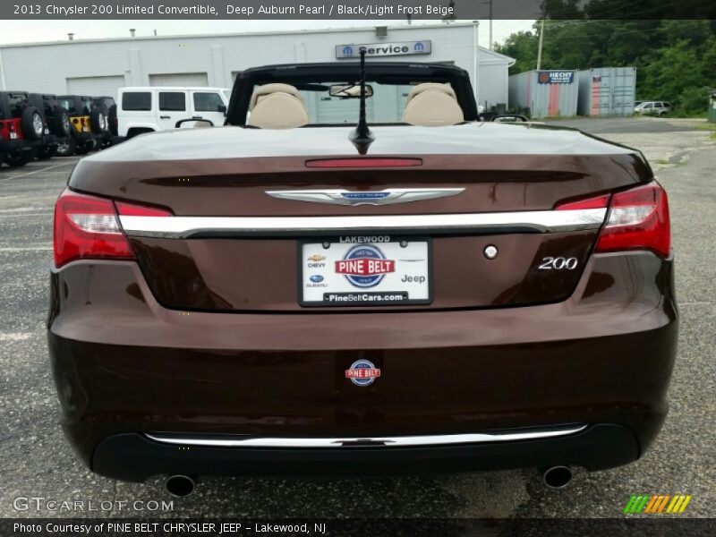 Deep Auburn Pearl / Black/Light Frost Beige 2013 Chrysler 200 Limited Convertible