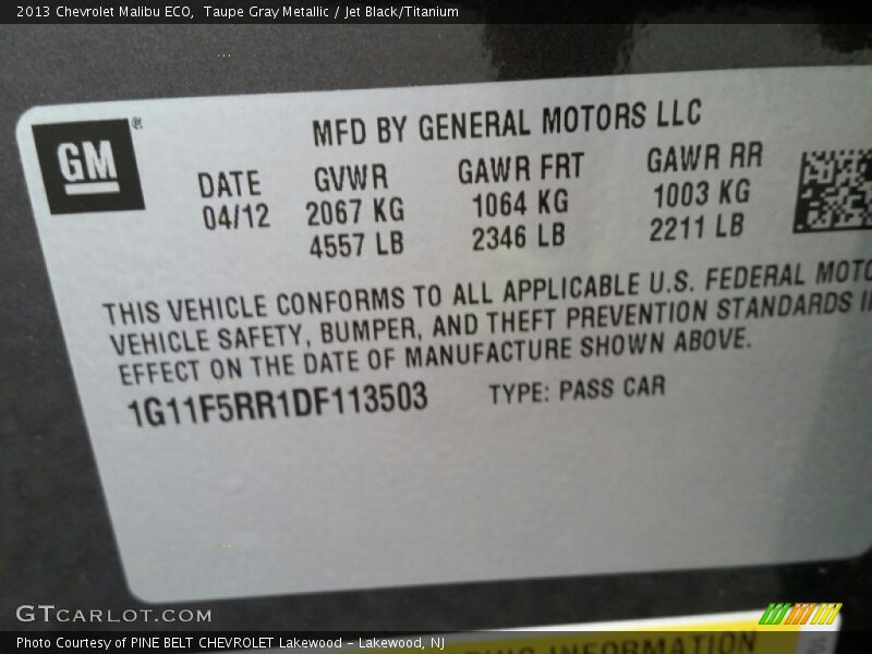 Taupe Gray Metallic / Jet Black/Titanium 2013 Chevrolet Malibu ECO