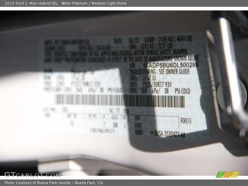 White Platinum / Medium Light Stone 2013 Ford C-Max Hybrid SEL